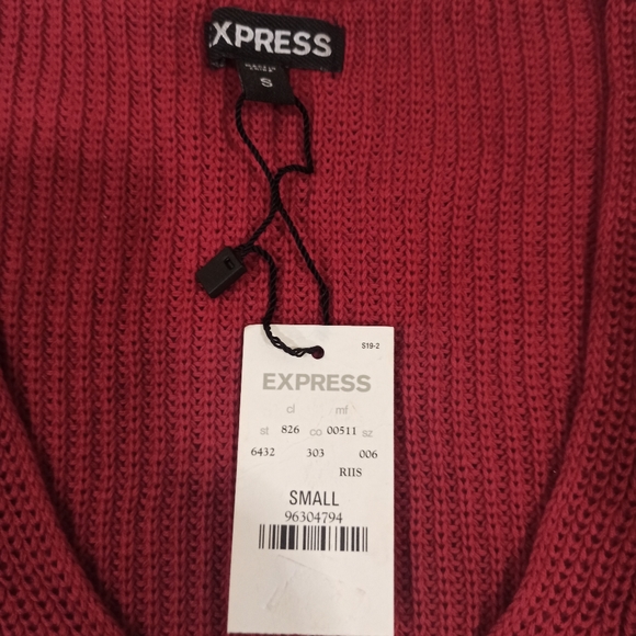 Express Sweater new Womens sz S Red Pullover Oversized Scoop Neck Short Sleeves - Picture 10 of 16